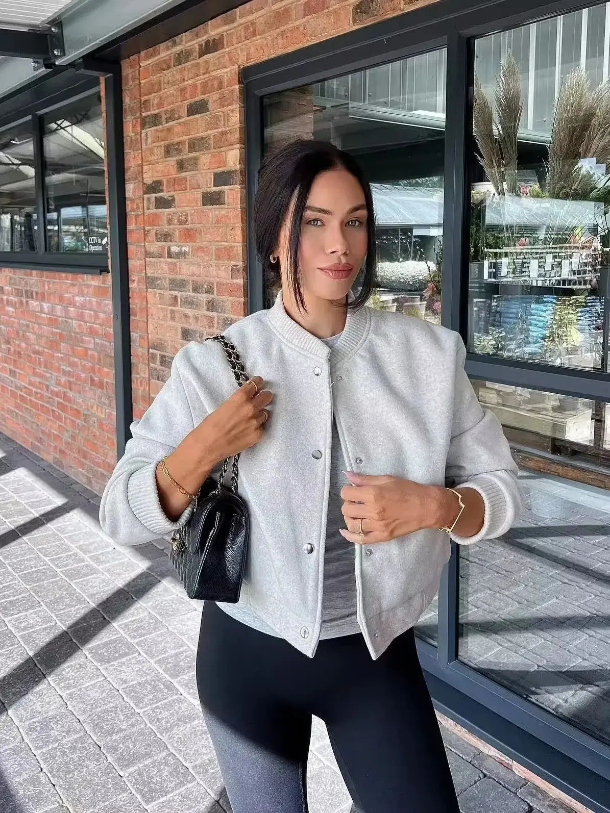 Retro soft cut bomber jacket womens 2024 autumn winter short sleeved fashionable long casual 240807
