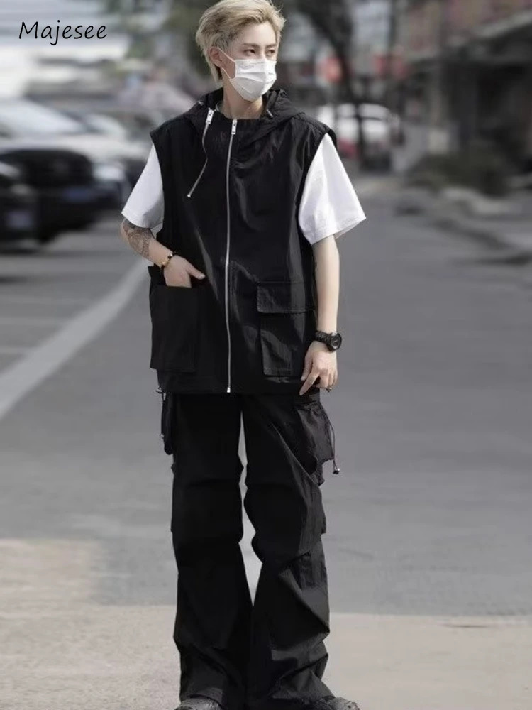 Vêtements pour hommes American Style Streetwear à la mode lâche sans manches décontractées entièrement assorti Harajuku Fashion Hiphop Summer Col