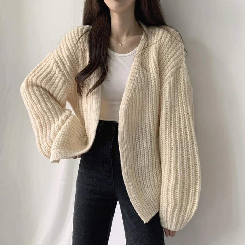 Automne Lantern Sleeve Cardigan pour femmes Veste de pull pour femmes Knitwears de style coréen Y2K Tops 23328 240808
