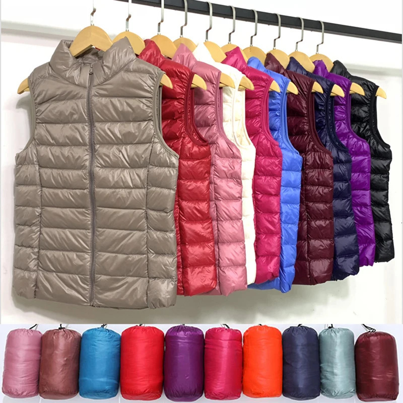 Causal Women White Duck Down Vest Ultra Light Vest Jacket Winter Weightless Sleeveless Coat winter warm waistcoat 240808