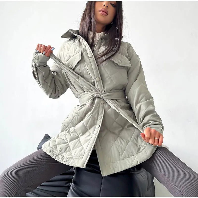Fashion collar cotton jacket womens casual long sleeved solid loose underwear elegant thick warm 240807