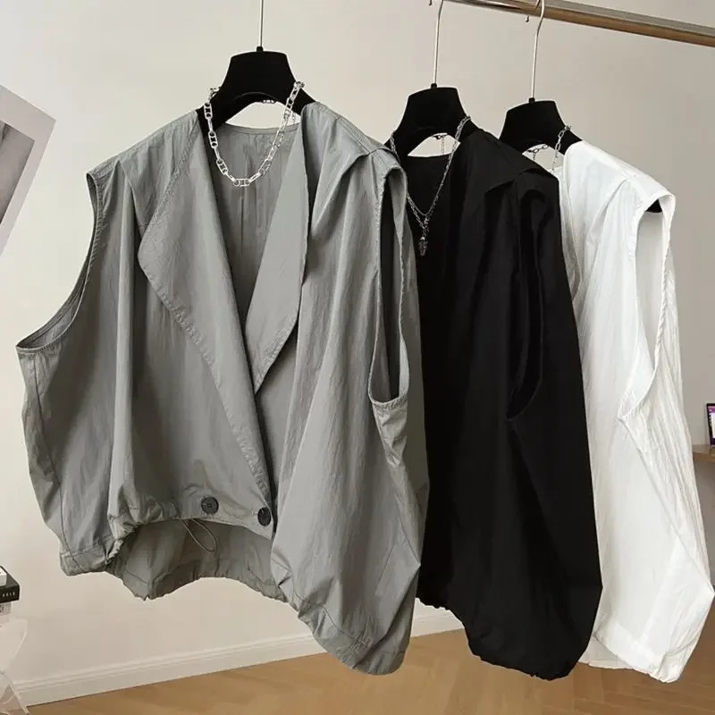 Viete de profil mode extra grande taille blanche couleur femme vilon lâche sans manches d'été vende-toi le gilet décontracté pour les femmes 2408