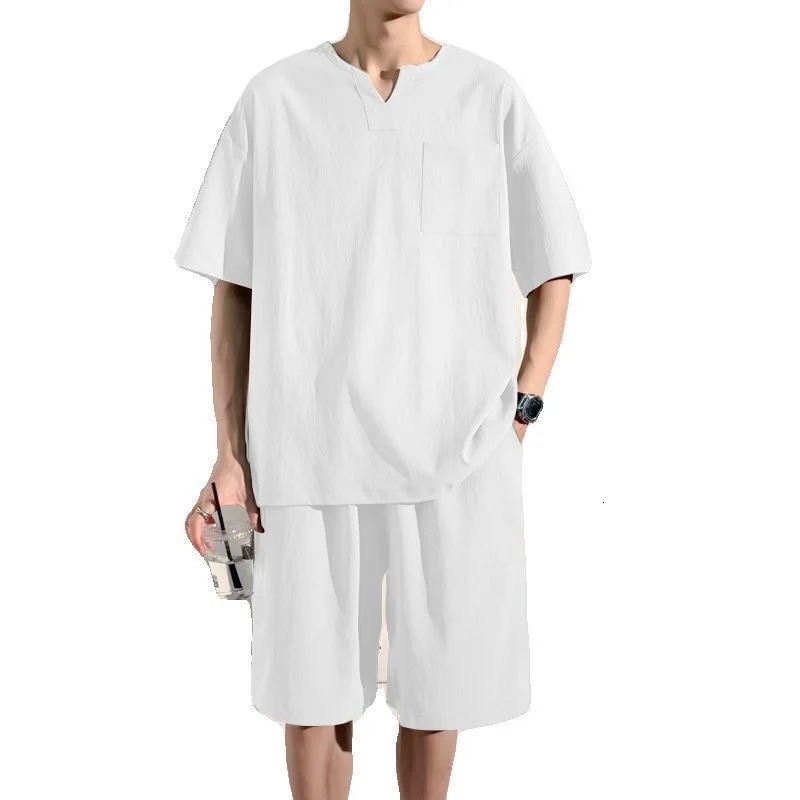 150kg d'été de vent chinois costume décontracté hommes de style Vin chinois en V Short à manches courtes à manches courtes en deux pièces TR 2408