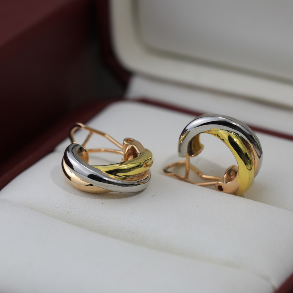 trinity earring charms for woman stud designer Gold plated 18K T0P quality classic style 925 silver Gold plated 18 K jewelry European size fashion 0
