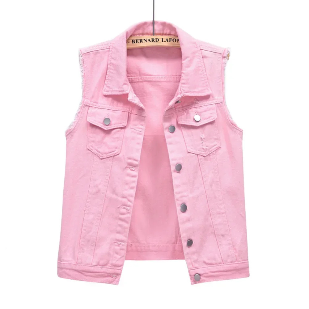 Coats Vêtements de mode décontractés vintage élégant sans manches gilet en jean pour femmes veste streetwear de printemps vêtements automne 24080