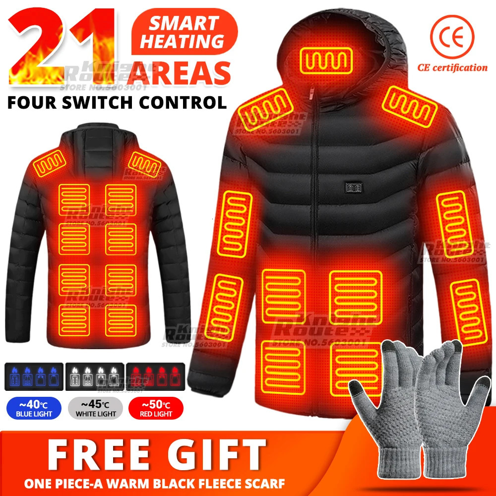 21 Areas Self Heating Jackets Mens Heating Vest Womens USB Heating Clothing Heated Jacket Warm Jacket Winter Hiking Fishing 240808