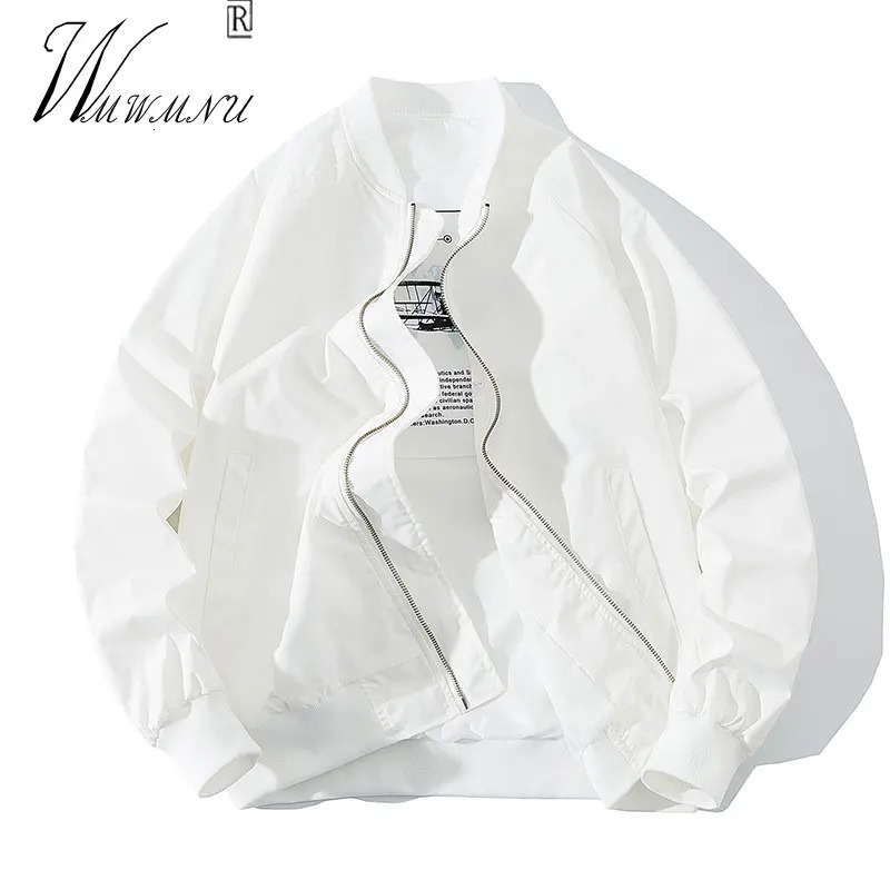 Classic white bomber jacket for womens spring 2023 fashion 95kg oversized Chaquetas baseball casual loose zipper lining mens clothing 240807