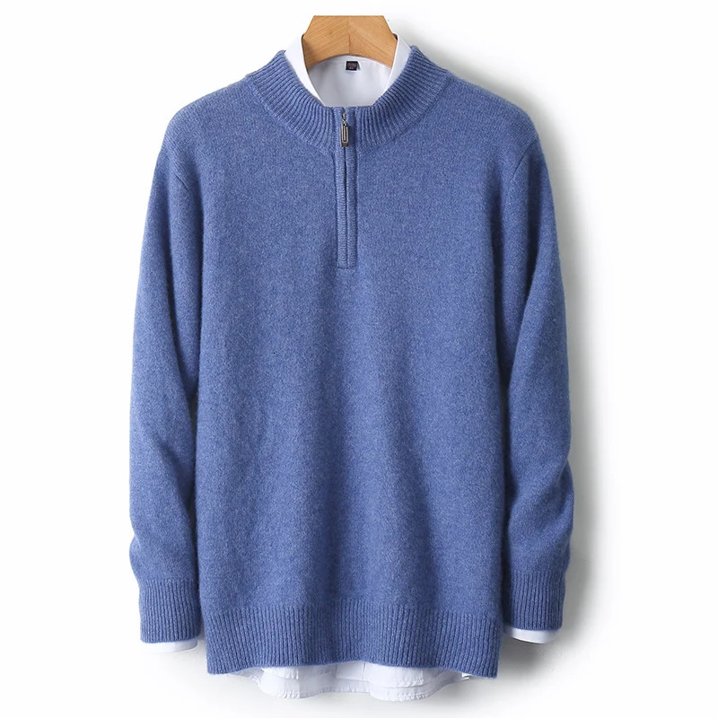100 Cashmere laine chaude pull pour l'automne et les hommes d'hiver à moitié fermeture à glissière élevée tirant la fleur des affaires de jeuness