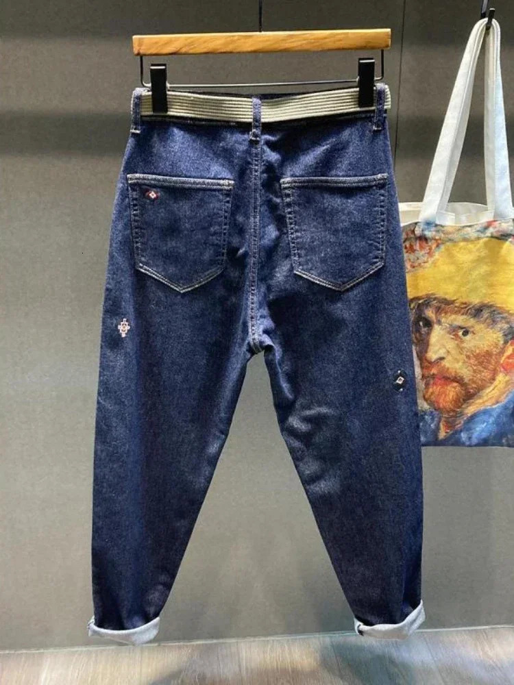 Harem Graphic Trouser Mens Jeans with Pocket Mens Jeans Winter Wash Wide Legs Oversized 90s Street Clothing Original Kpop Xs240807