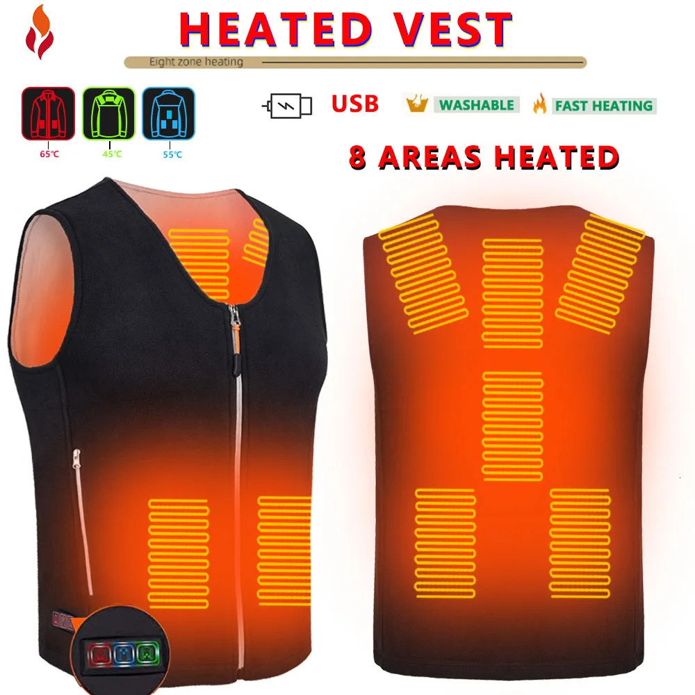Winter Warm Mens Heated Vest USB Electric heated Jacket Outdoor Fishing trekking work for men/women Heating Vest Jacket 240808