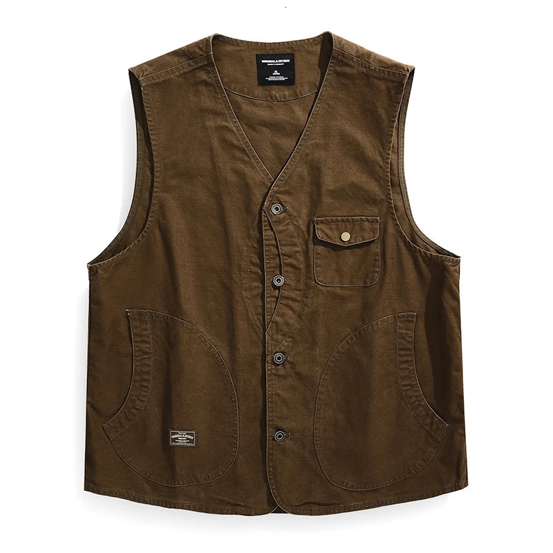 American retro workwear mens mountain outdoor camping spring and autumn vest jacket 24SS Y2K youth casual 240807