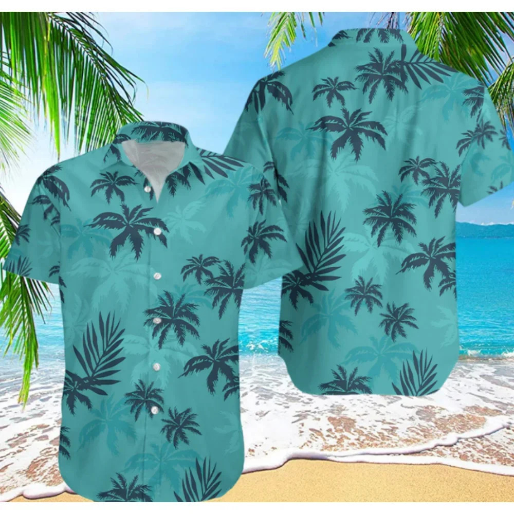 2024 Summer Cool Fashion Mens Hawaiian 3D Plante Shirt Mens Imprimé plus taille de fleur de plage
