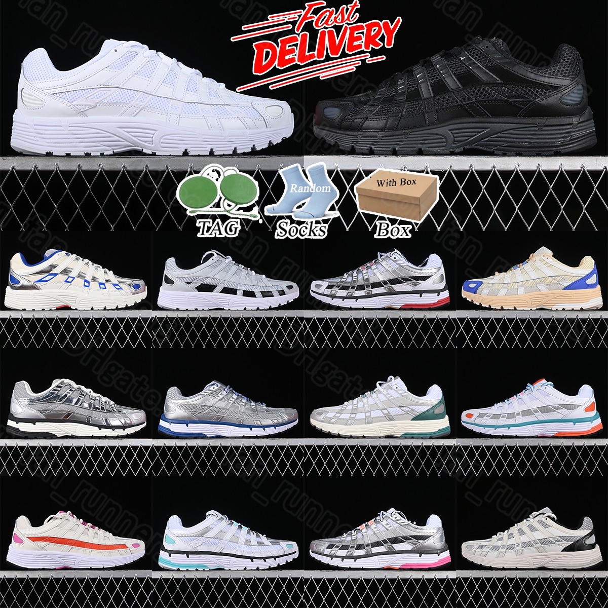 With Box Designer p6000 shoes P 6000 Sneakers Metallic Silver Triple White Black Pink Violet Green Blanch Chaussures Men Womens Sports Trainers A-image-932876236