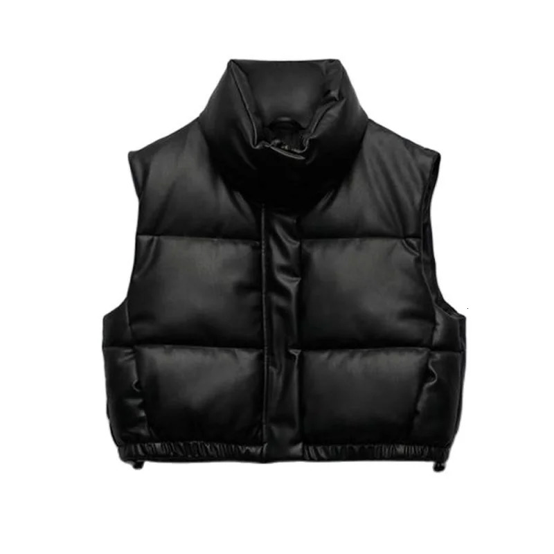 Veste en cuir PU hivernale Veste femme collier de support noir