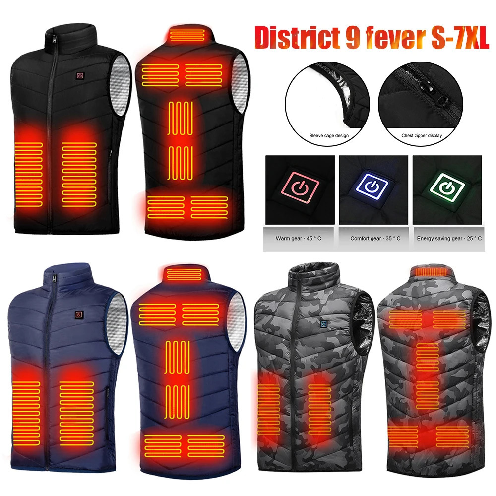 Electric Heated Jackets Men Women 9 Heated Vest Zones Sportswear Heated Coat Graphene Heat Coat USB Heating Jacket For Camping 240808