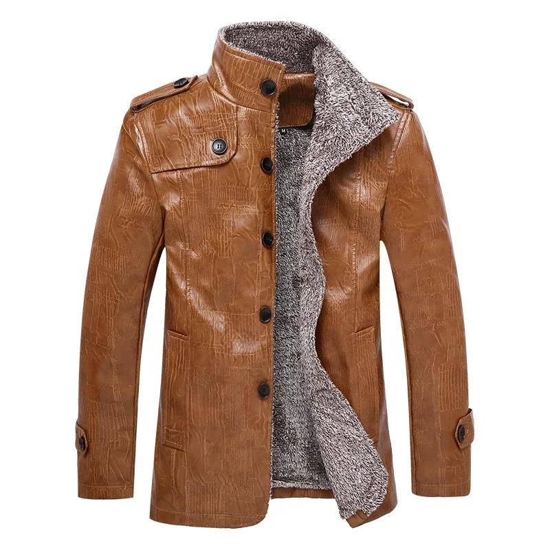 Arrivé Collier de support d'automne / hiver pour hommes avec laine et velours veste thermique épaisse chemise en cuir étanche grande taille 24080