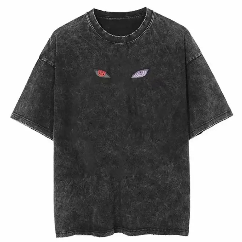 Japanese anime printed large cotton mens retro TShirt streetwear Harajuku summer black short sleeved loose cotton top T-shirt240807