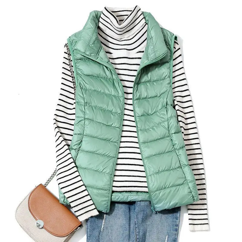 Women Sleeveless Puffer Jacket Spring Winter Female 90% White Duck Down Coat Ultra Lightweight Packable Warm Down Vest 240808
