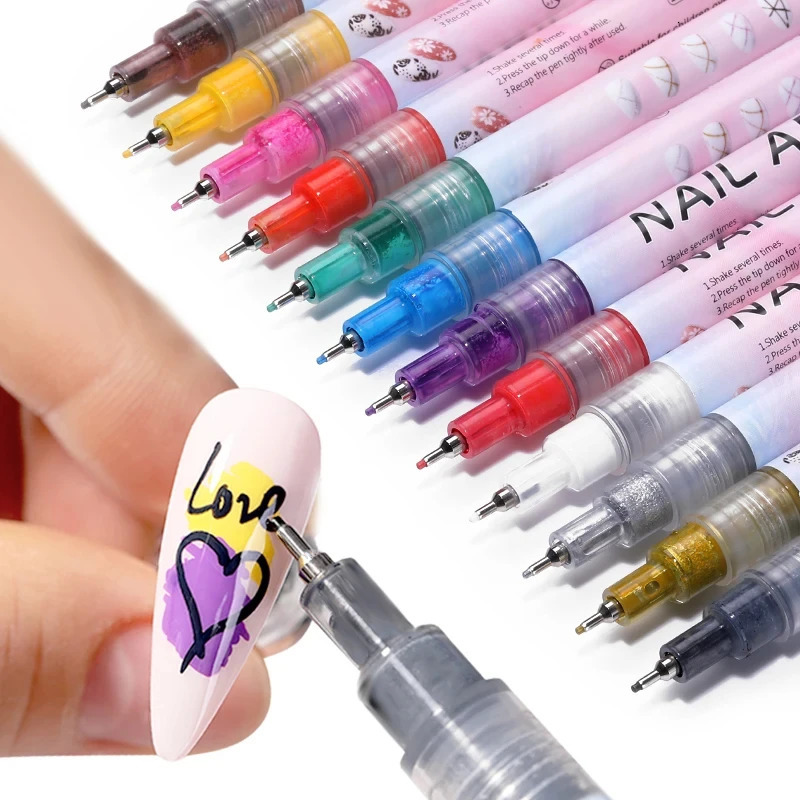 1 set of nail art drawing pen graffiti nail acrylic pen waterproof painting lining DIY 3D abstract line nail art beauty tool 240808