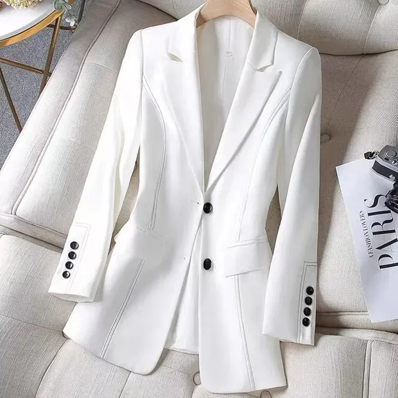 Spring Autumn Suit Jacket Fashion Female Casual Blazer Office Professional Womens Clothing Single Breasted Black White Coat 240808