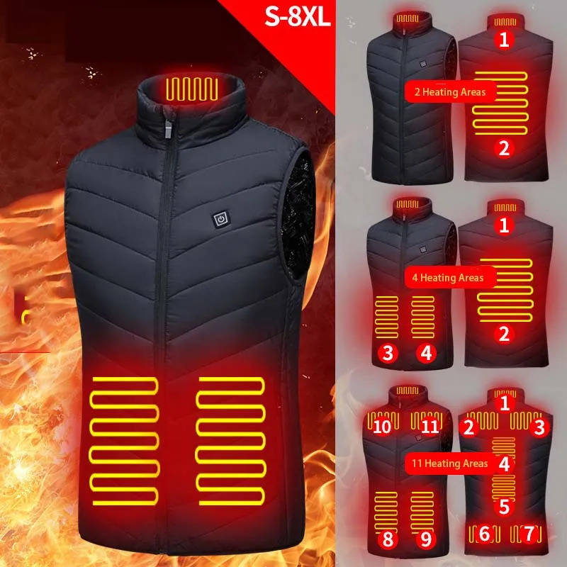 Electric Heating Vest Jacket Men Women Winter Thermal Sleeveless Waistcoat Hiking Skiing Climbing Sportswear Usb Heater Colete 240808