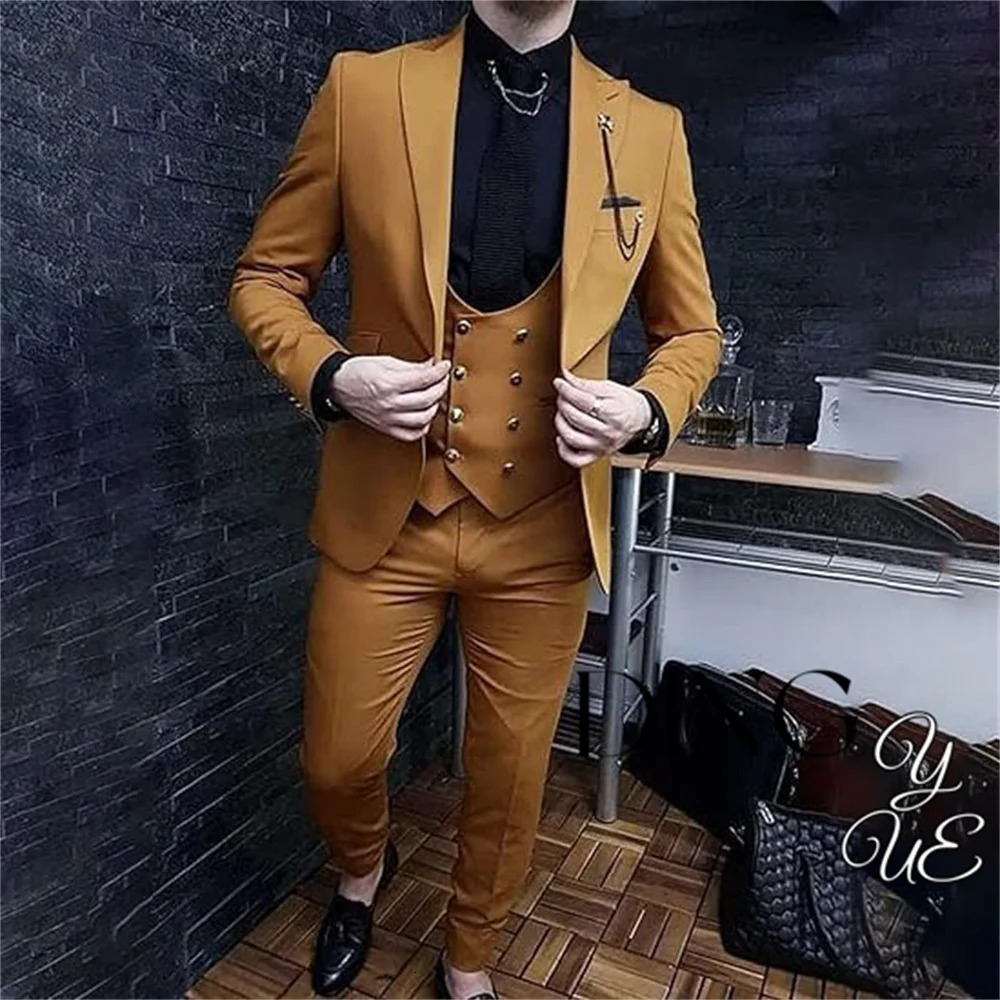 Hommes ultrathin set 3 acèdes pour hommes doubles poitrine un bouton smoking veste de mariage de bal 240807