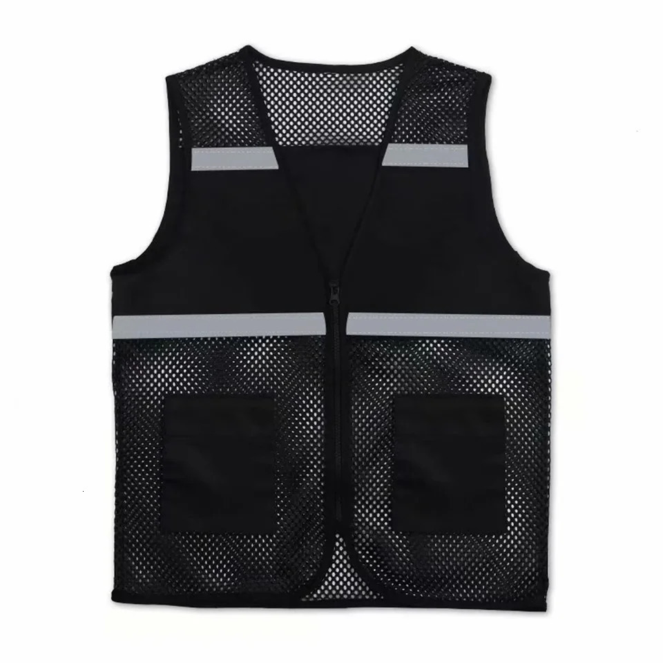 Rose red casual fishnet vest with reflective strip print comfortable fit for both men and women rose 240807