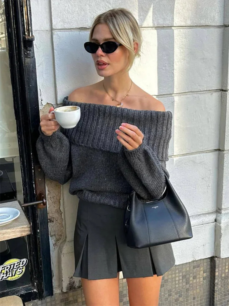 Pilluche de pull en tricot à épaules dénué
