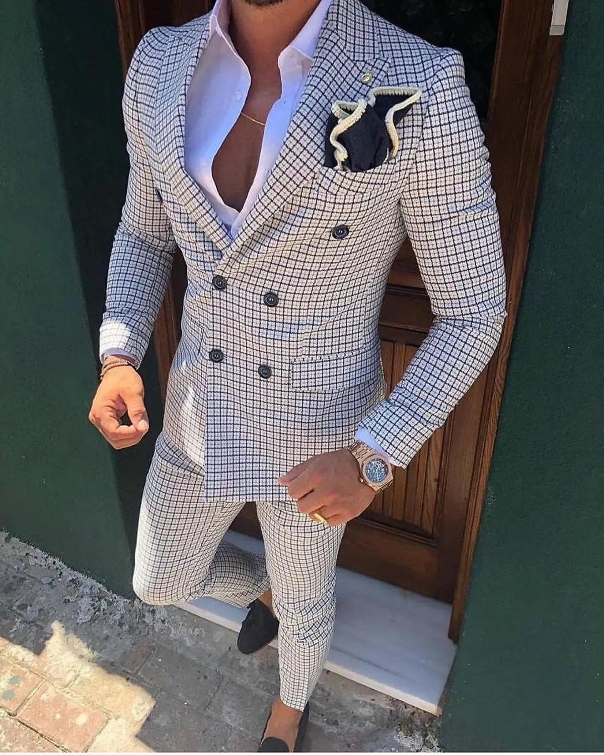 2piece mens business suit with double chest regular fit notch collar plain weave wool ball tailcoat 240807