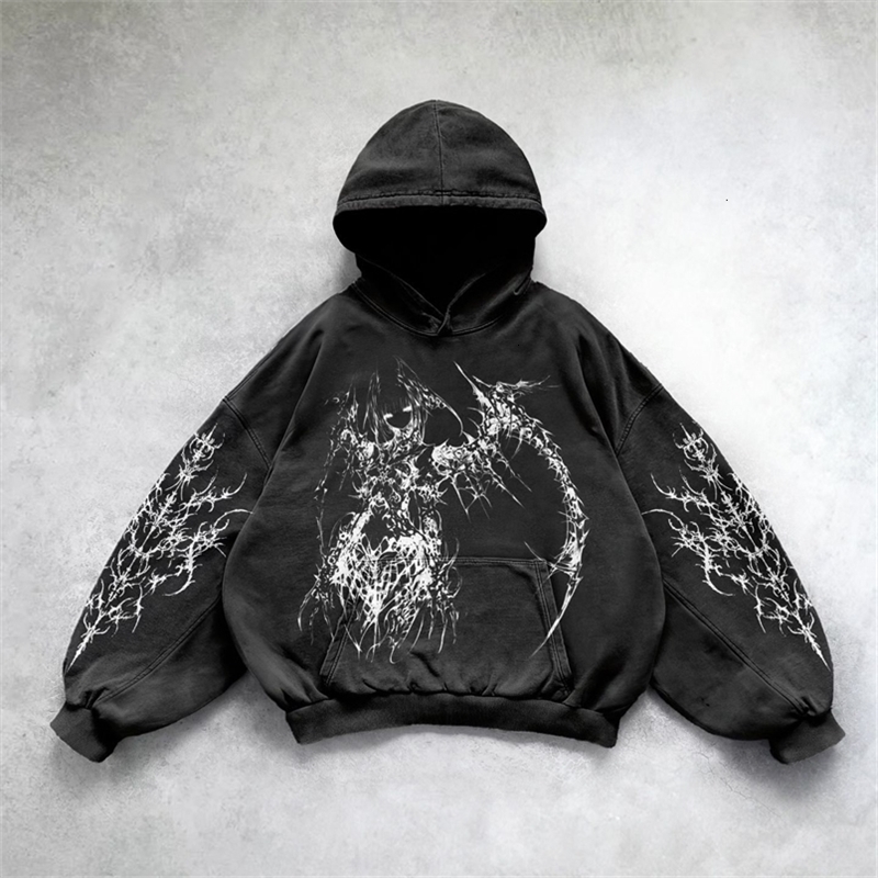 Harajuku Demon Girl oversized sweatshirt hoodie body armor hoodies women goth y2k tops streetwear gothic clothes 240807
