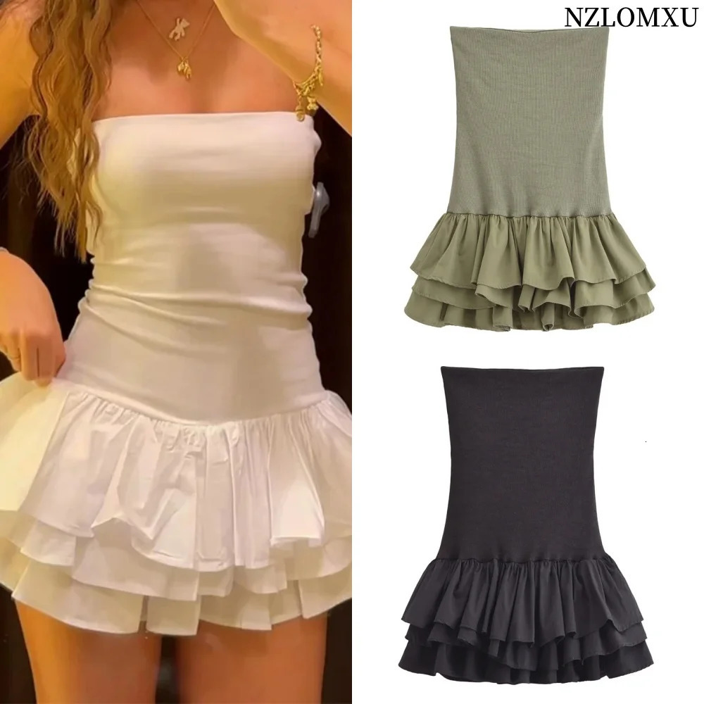 Hors de la bretelle sans robe mini-robe tricotée Robe blanche noire d'été été sans dos sexy robes courtes robes de fête 240808