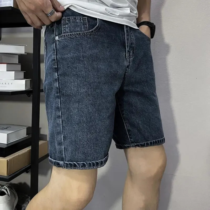 Pantalon de jeans court droit pour hommes cargo avec pochets man shorts denim shorts premium bel restro grosse en xxxl bleu xl 240809