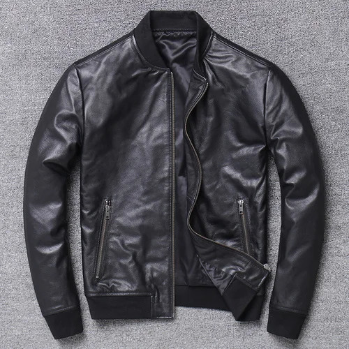 2023 genuine leather mens denim jacket bomber casual spring and autumn Chaqueta Cuero Hombre X 240808