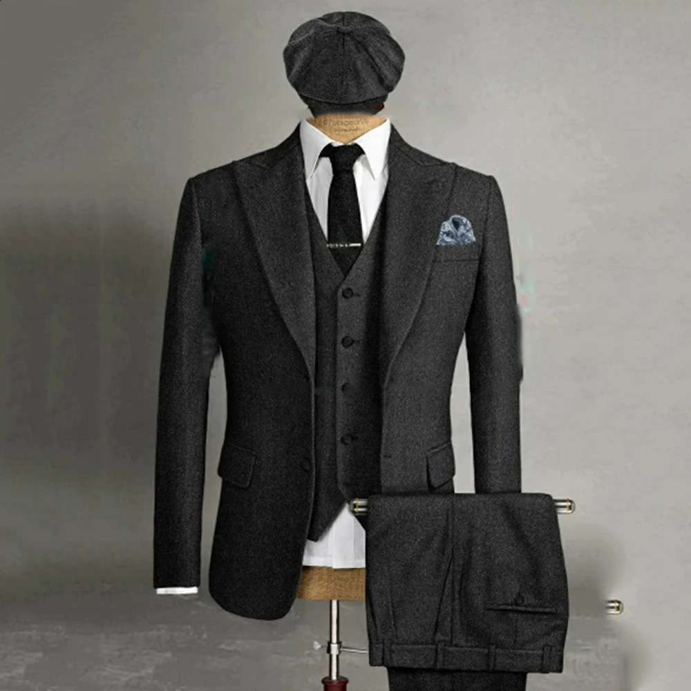Tshaped Mens Suit 2023 Top Able Double Button UltraHin adapté pour l'hiver Robe de mariée en laine grossière Businet 3-Piece Veste Veste Pantalon