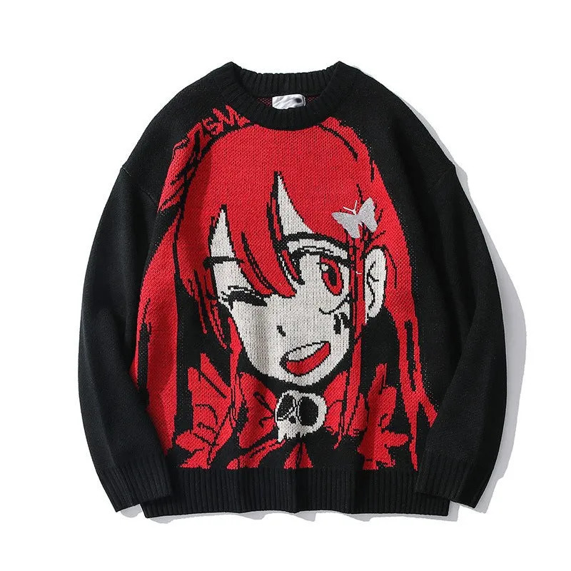 Knitwear Mens Womens Anime Sweaters Harajuku Fashion Male Autumn Winter Loose Top Casual Sweaters Pullover sweatshirt Vintage 240809