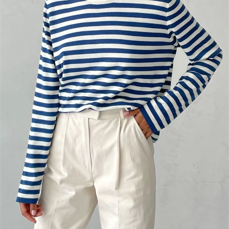 Bornladies Knitted Stripe Sweater Women Autumn Winter Loose Casual Thick Pullovers Female Warm Long-sleeved Round Neck Tops 240808CJ