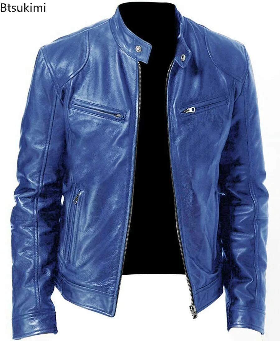 2024 leather motorcycle jacket mens ultra-thin short jacket collar PU jacket autumn windproof leather jacket mens jacket 5XL240808