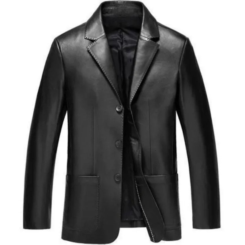 Ultra thin mens jacket short top leather ultrathin fit highend simple bra fashion elegant 240808