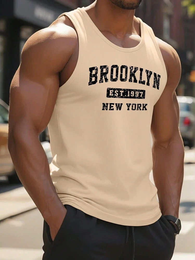 2024 Summer Daily Casual Mens Tank Top Outdoor Sports Mens Sleeveless T-shirt Comfortable Breathable Mens Beach Tank Top240808