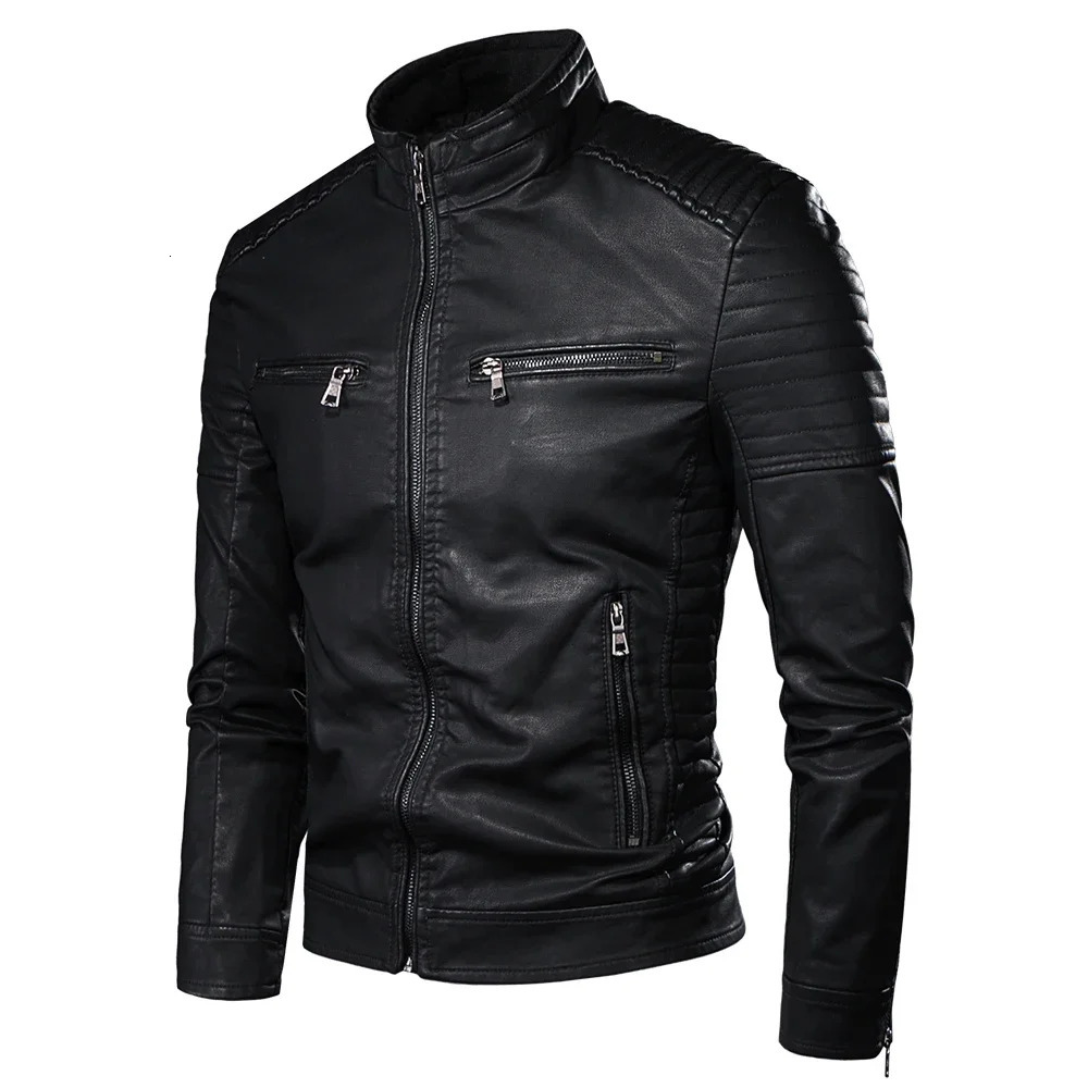 Mens casual leather dress jacket mens fashionable business casual Pu jacket casual jacket mens jacket240808