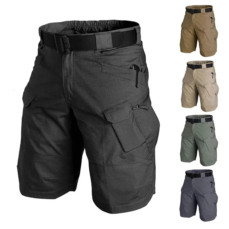 Summer Men Cargo Shorts Tactical Short Pants Waterproof Quick Dry Multi-pocket Shorts Mens Outdoor Clothes Hunting Fishing 240809