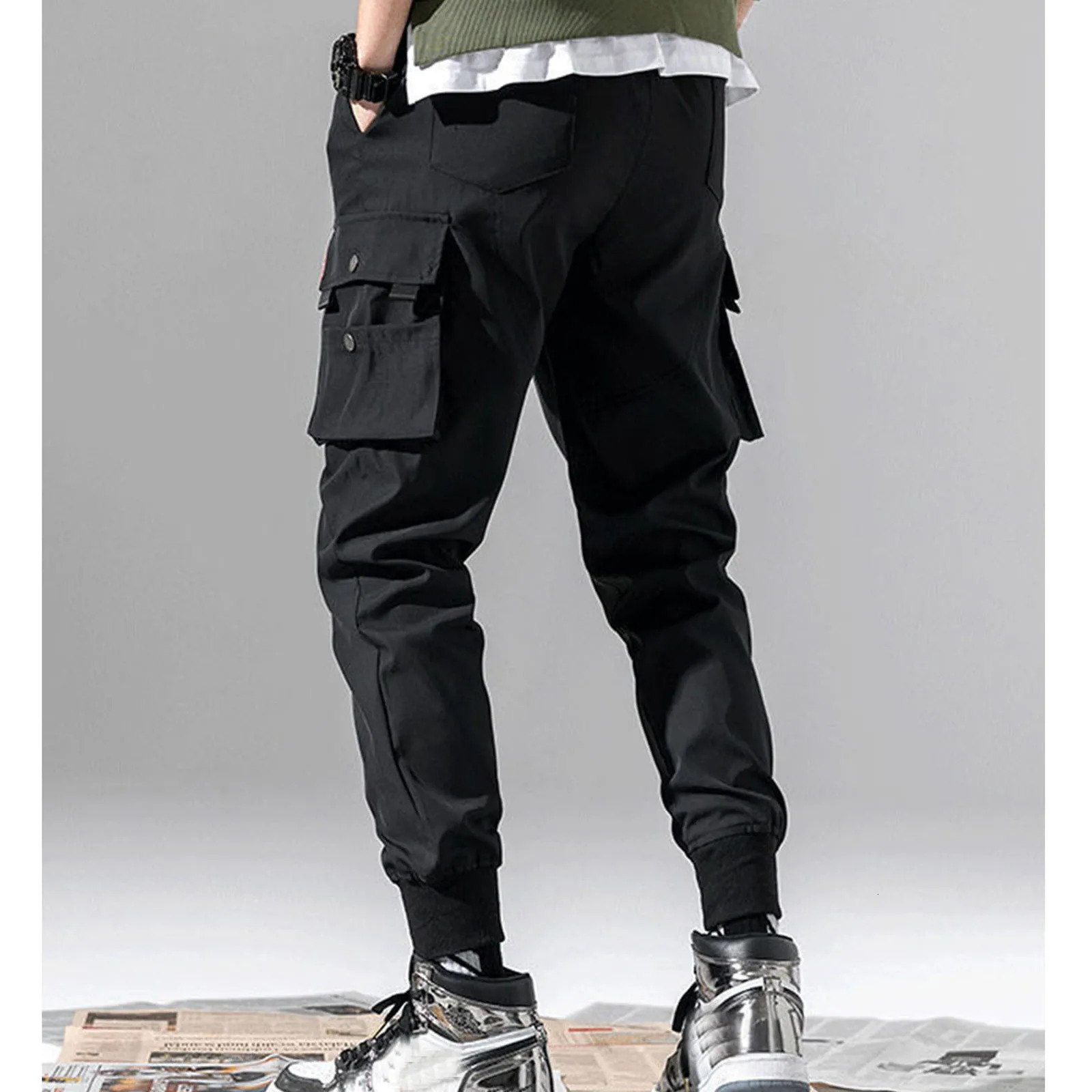 Pantalon de cargaison pour hommes avec plusieurs poches et cordon de cordon extérieur pour hommes Sports Hiphop Jogging 240808