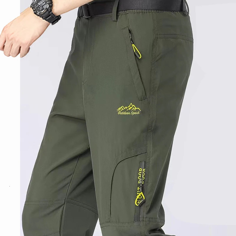 5XL Mens Outdoor Hiking Pants With Belt Quick-drying Waterproof Multi-pocket Light Tactical Utility Fishing Travel Cargo Pants 240808