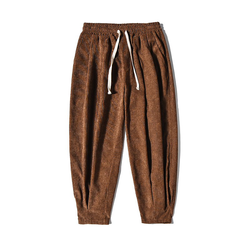 Men's Pants Men's Winter Solid Color Fleece Corduroy Pants Fashion Thickened Oversized Harem Sweatpants Women's Warm Casual Pants