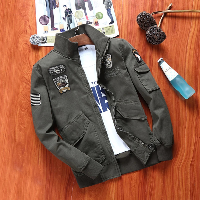 Mens Solid Color Simple Multi-Pocket Collar Spring And Fall Casual Versatile Trend Fashion Outdoor Jacket 240809