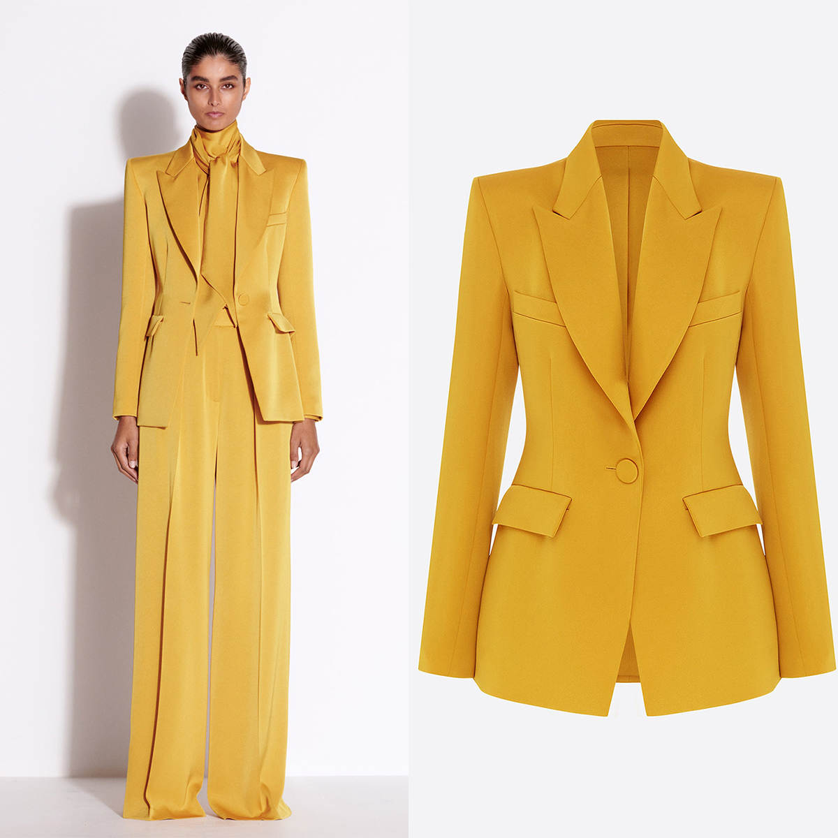 Gold Women Pants Suits Set Slim Fit Ladies Prom Jacket Evening Birthday Party Guest Formal Wear Custom Made 2 Pieces