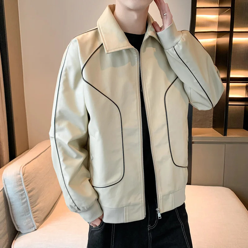 2024 Hip Hop Mens Leather Jacket Spring/Summer Motorcycle Windproof and Waterproof Tactical PU Jacket Casual Business Mens Top240808