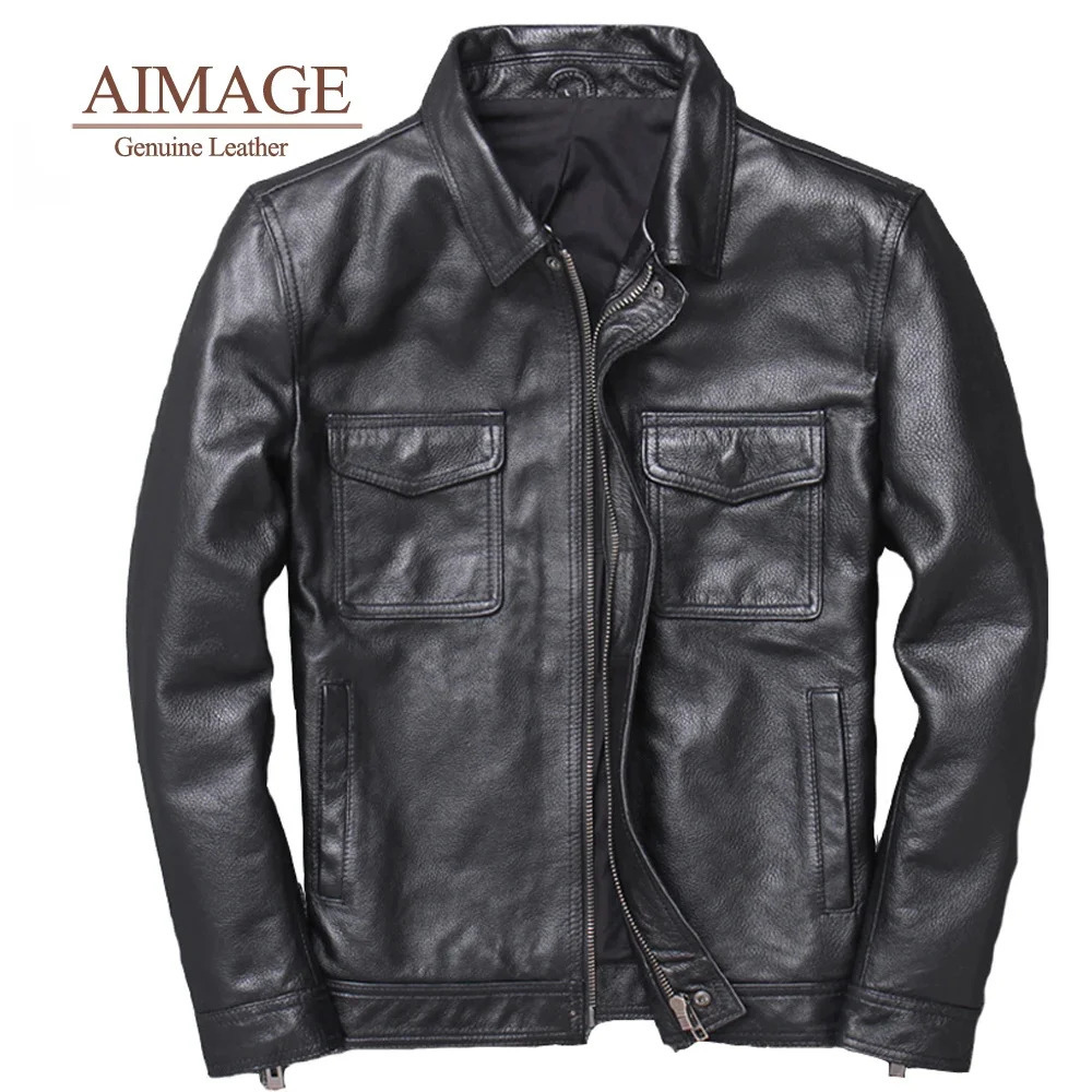 Mens denim jacket 2024 leather bomber true S7XL retro style 240808