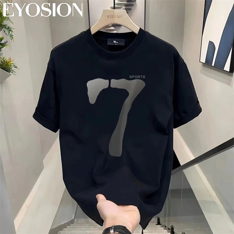 T-shirt masculin 2024 Coton d'été à manches courtes à manches à mode rond à sept imprimés top décontracté en vrac plus taille 5xl240808