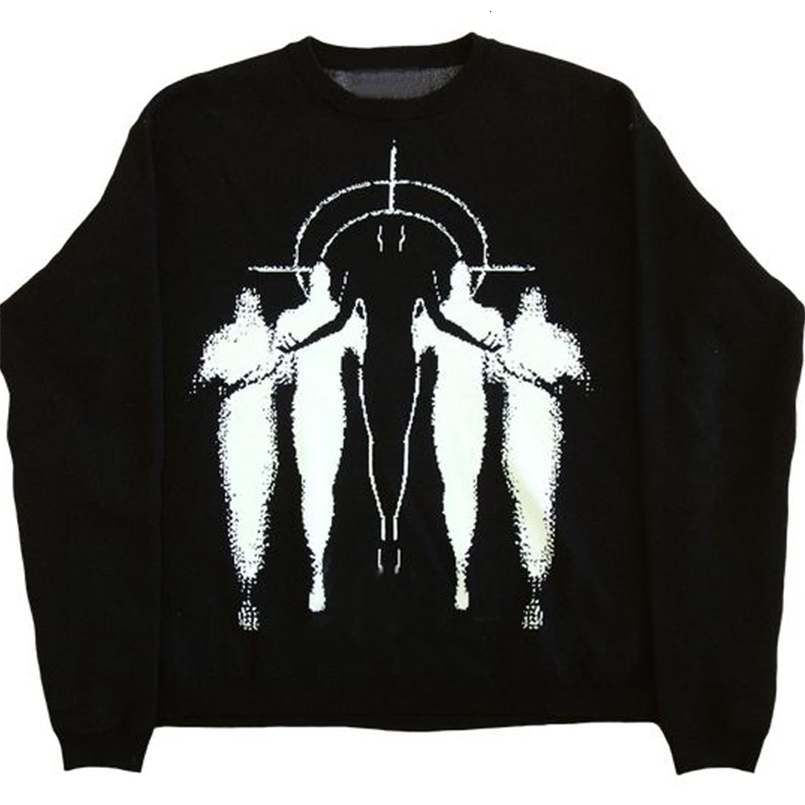 Y2k Clothes Women Aesthetic Top portrait Print Streetwear men Gothic Pullover autumn Harajuku Cotton sweater Knitted Sweater 240808CJ